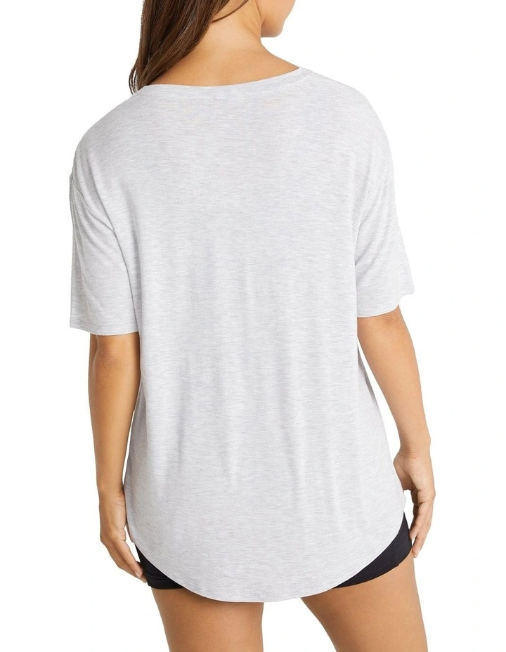 Logo Front Soft Touch Boyfriend Tee In Light Grey Marle - Image 2