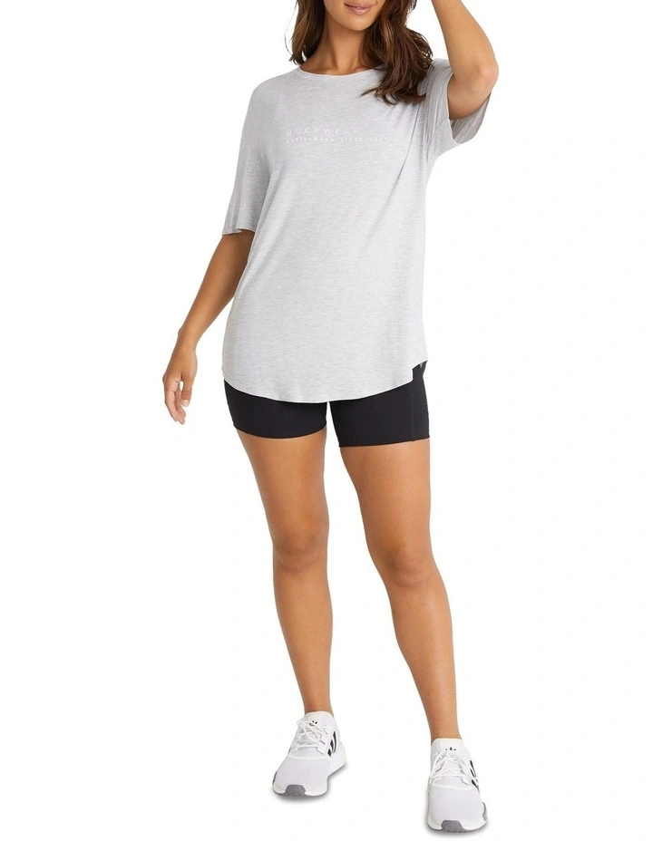 Logo Front Soft Touch Boyfriend Tee In Light Grey Marle - Image 3