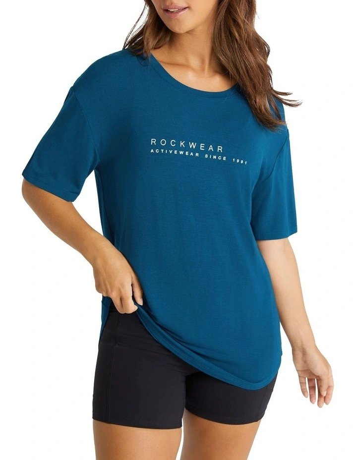Logo Front Soft Touch Boyfriend Tee In Blue
