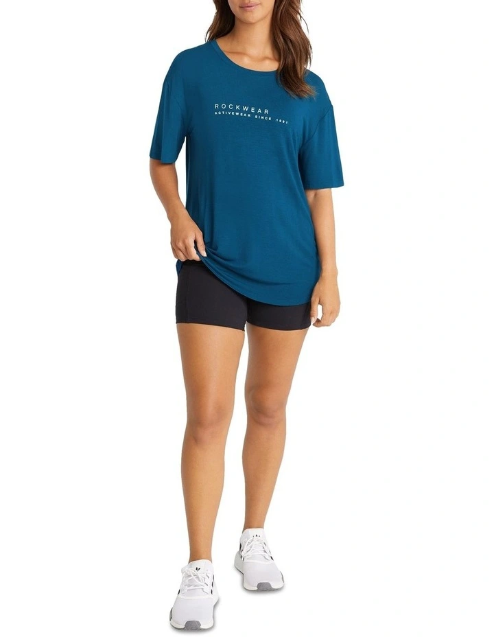 Logo Front Soft Touch Boyfriend Tee In Blue - Image 3