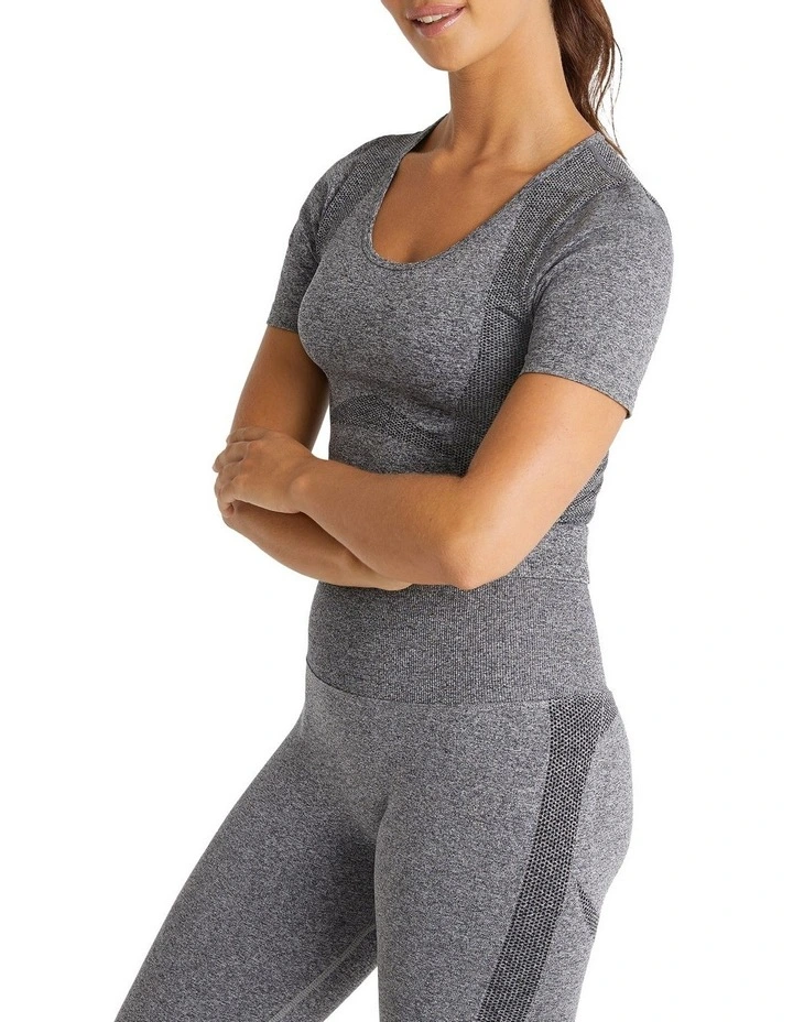 Textured Panel Seamless Tee In Grey - Image 2