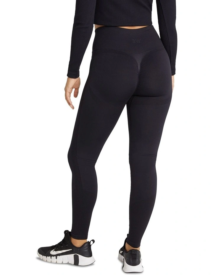 Seamless Scrunch Bum Full Length Tights In Black
