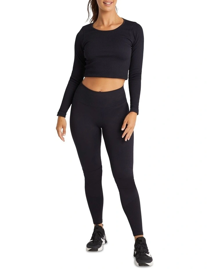 Seamless Scrunch Bum Full Length Tights In Black - Image 5