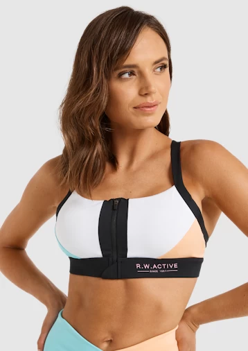 Abstraction Zip Medium Impact Sports Bra - Image 4